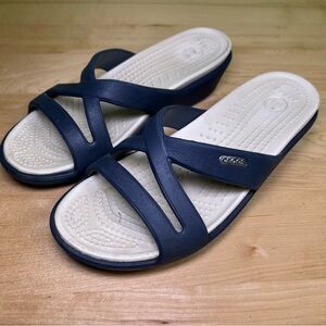 Crocs Patricia wedge sandal navy shoes size 7